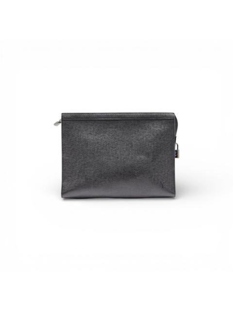 Louis Vuitton Pochette Voyage Pouch MM Clutch Taiga Leather Black