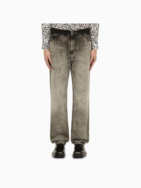 Balmain Light Grey Delavé Denim Jeans