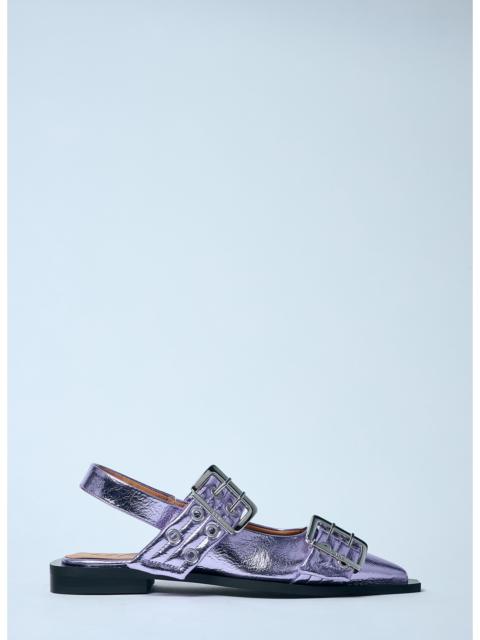 GANNI Ganni Women Metallic Feminine Buckle Ballerina Flats