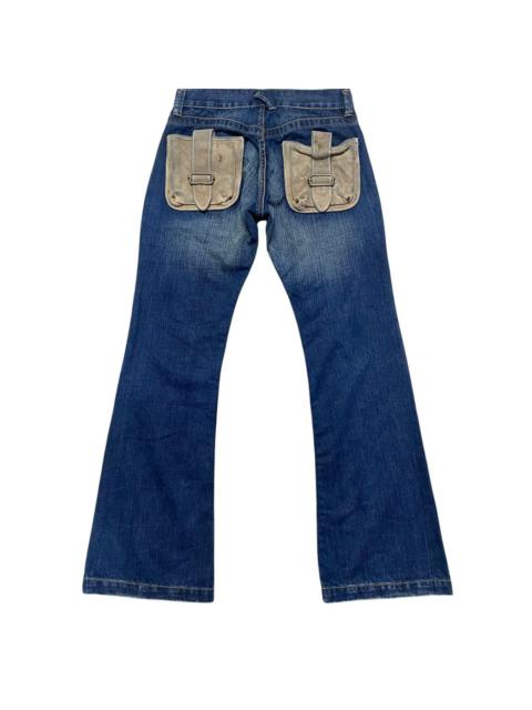 Other Designers Japanese Brand Leather Pocket Denim Flare Jeans