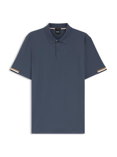 BOSS RUBBERISED-LOGO POLO SHIRT IN MERCERISED COTTON