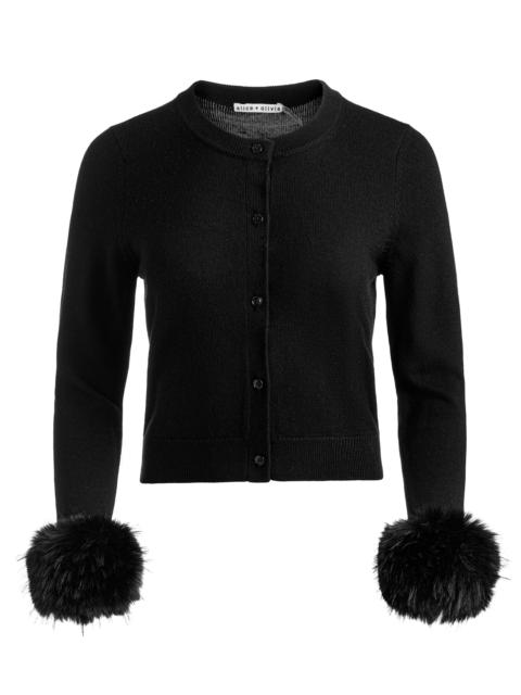 Alice + Olivia DOLLIE FAUX FUR CUFF CARDIGAN