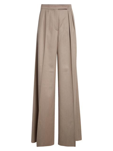 Max Mara Max Mara Baden Virgin Wool Twill Wide Leg Pants in Hazelnut Brown at Nordstrom