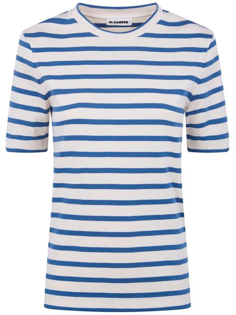 Jil Sander Jil Sander Women Crewneck Short Sleeves Stripes T-Shirt