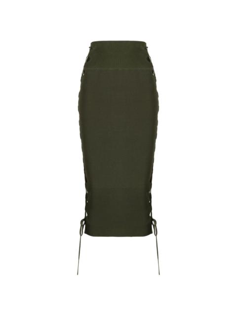 Monse lace-up detailed knitted skirt