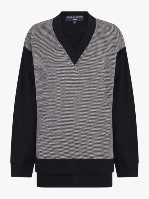Comme des Garçons Homme LAYERED T-SHIRT/PRINT KNIT L/S T-SHIRT | BLACK/WHITE