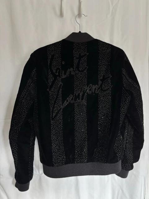 SAINT LAURENT Saint Laurent Paris Crystal embelished Logo Bomber