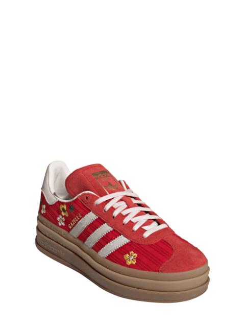 adidas adidas Gazelle Bold Platform Sneaker in Scarlet/Off White/Yellow at Nordstrom