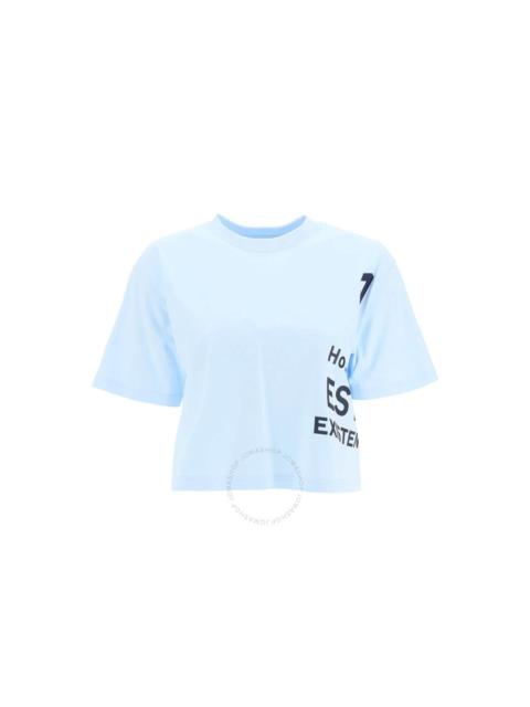 Burberry Ladies Pale Blue Laney Cropped T-Shirt