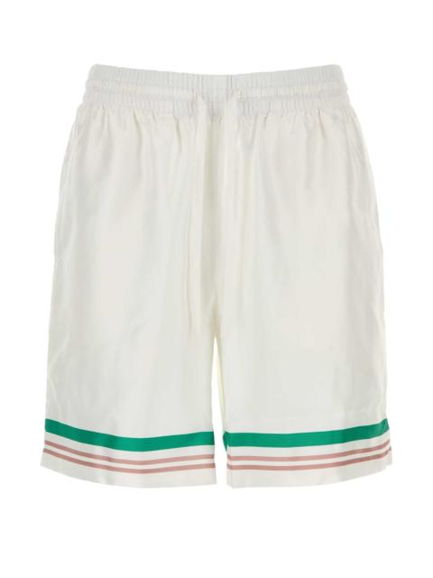 CASABLANCA Casablanca Men White Satin Bermuda Shorts