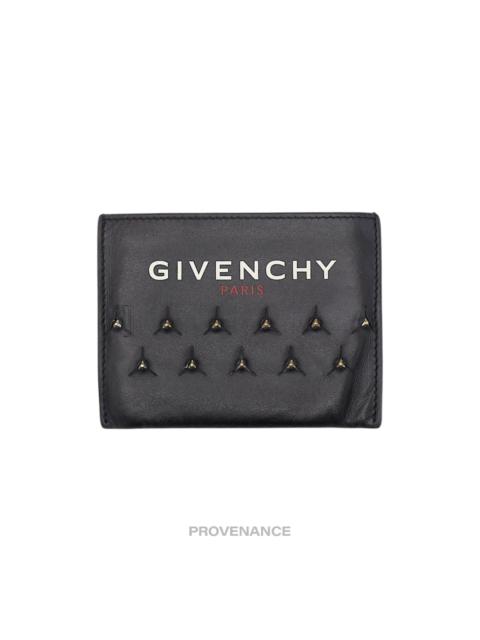 Givenchy Logo Card Wallet - Black Leather Metal Studs