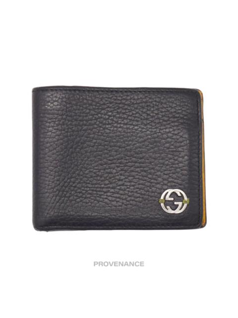 GUCCI Gucci GG Logo Bifold Wallet - Black Yellow Leather