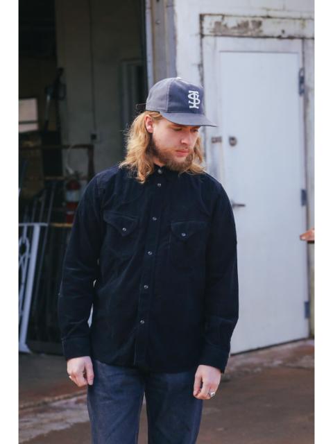 Pure Blue Japan 2236-IDBK INDIGO CORDUROY CURVED POCKET SHIRT - INDIGO BLACK