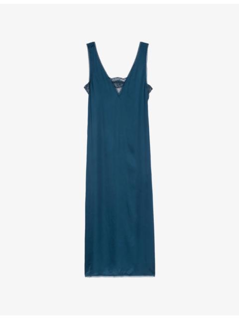 Zadig & Voltaire Renzo V-Neck Satin Blend Midi Dress