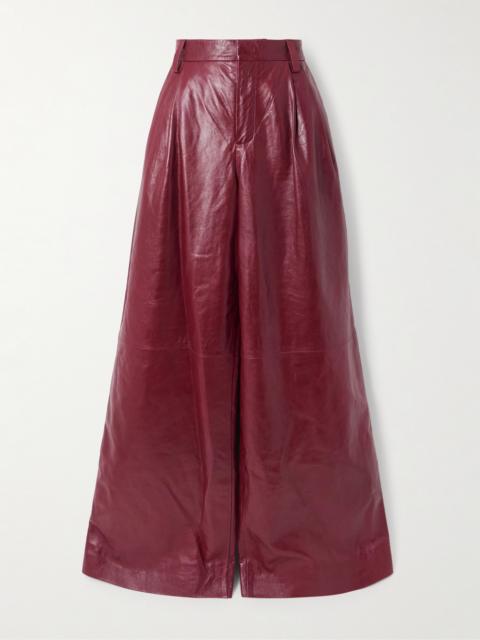 SIMKHAI Kobie Leather Wide-leg Pants
