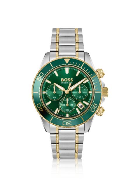BOSS SEALINER TWO-TONE CHRONOGRAPH WATCH WITH GREEN DIAL