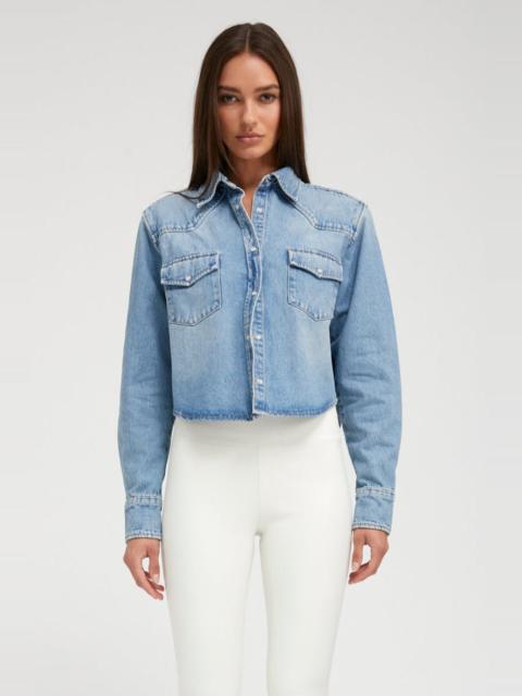 SPRWMN PARADIS DENIM CROPPED WESTERN BUTTON DOWN