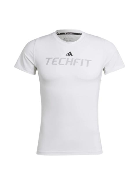 adidas Men's adidas Logo Alphabet Printing Round Neck Short Sleeve White T-Shirt HZ9685
