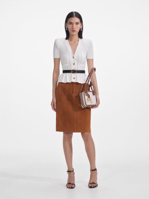 self-portrait White Peplum Knit Top