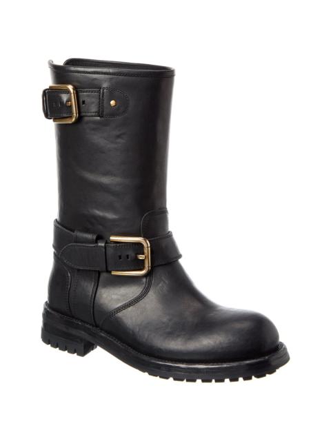 Dolce & Gabbana Dolce & Gabbana DG Logo Leather Biker Boot