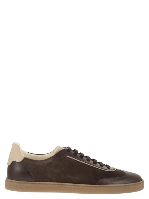 Brunello Cucinelli Brunello Cucinelli Men Low-Top Leather And Suede Sneakers With Contrasting Details