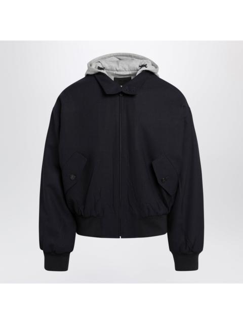 Prada Prada Navy Wool Hooded Jacket Men