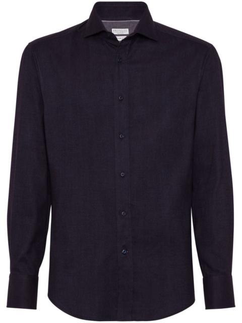 Brunello Cucinelli Brunello Cucinelli Men Flannel Slim Fit Shirt With Spread Collar
