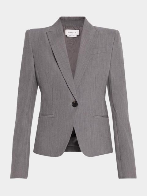 Single-Breasted Wool-Mohair Blazer Jacket