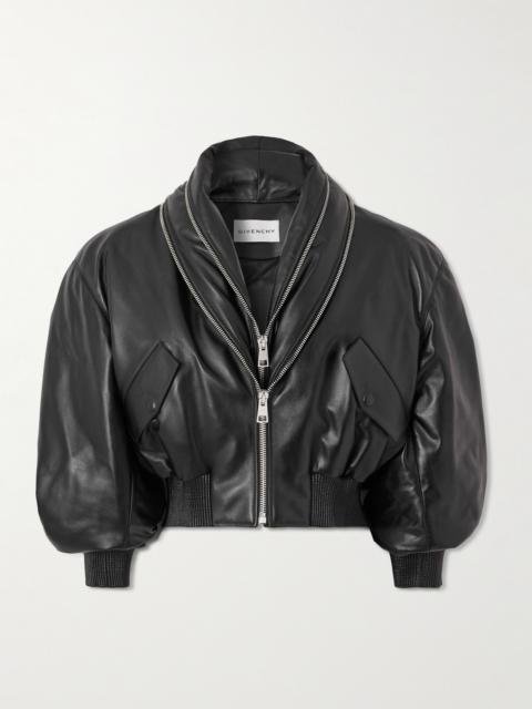 Givenchy Cropped Layered Leather Bomber Jacket