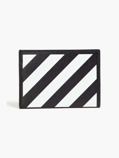 Off-White Striped textured-leather cardholder