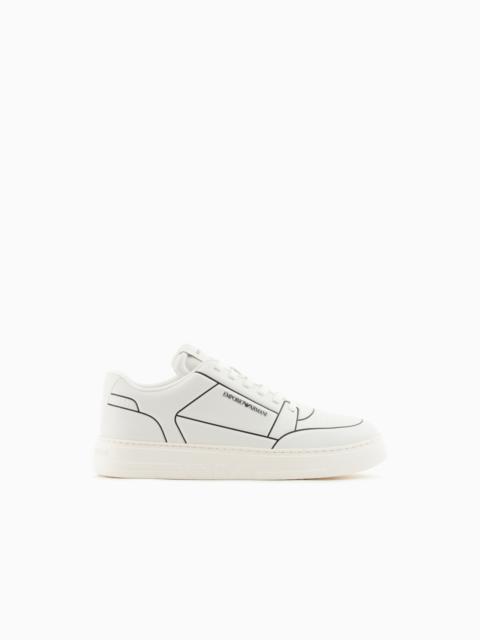 EMPORIO ARMANI LEATHER SNEAKERS WITH AN EMBOSSED PRINT