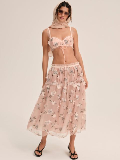 For Love & Lemons Blushing Rose Midi Skirt