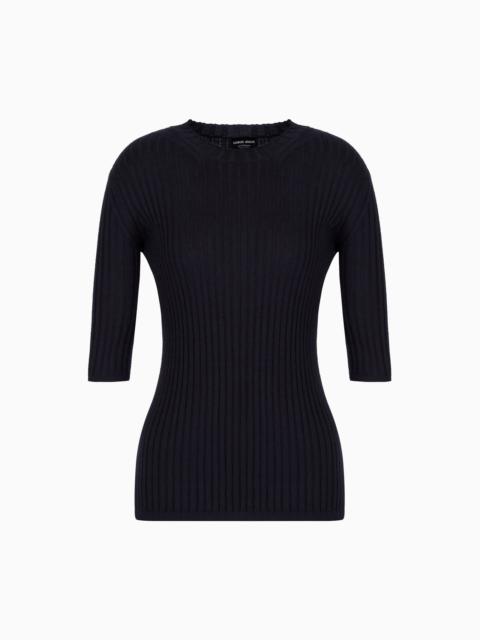 GIORGIO ARMANI Pure cashmere ribbed crew-neck jumper