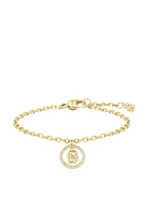 BOSS GOLD-TONE BRACELET WITH DOUBLE B MONOGRAM CHARM