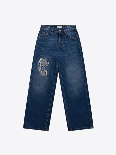 AREA CRYSTAL CHAIN CUTOUT RELAXED JEAN