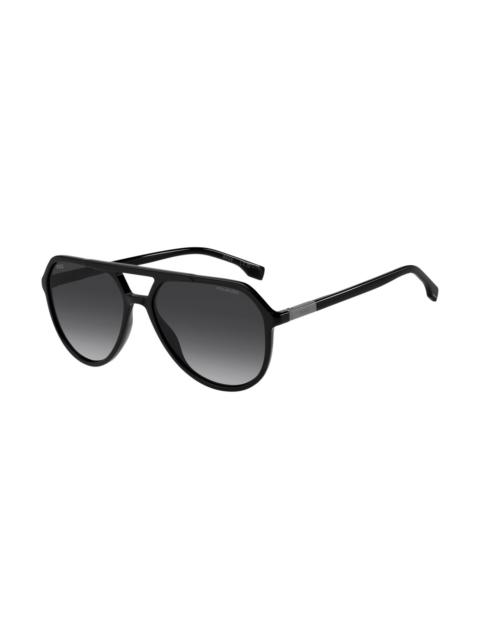 BOSS METAL-TRIM SUNGLASSES IN BLACK ACETATE