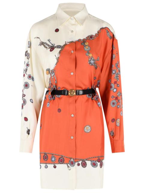 VERSACE Versace Silk Mini Dress Orange And Ivory Women