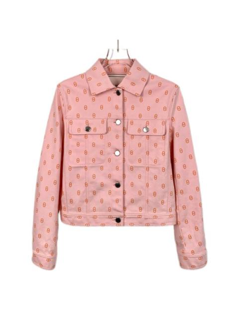 Other Designers Hermes Pink Womens Jacket With Geometric Print & Button Closure