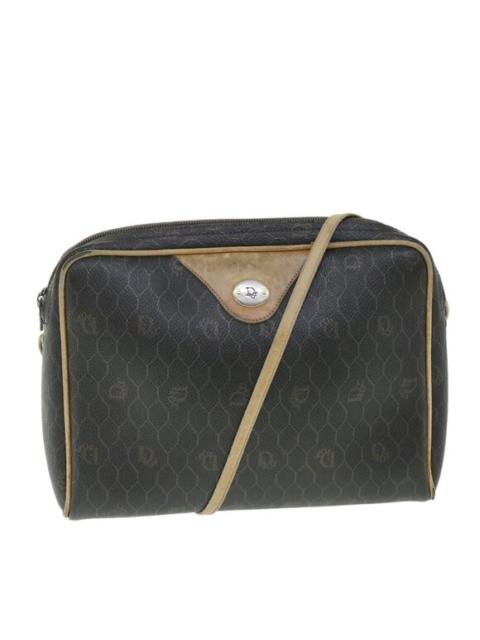 Christian Dior Honeycomb Canvas Shoulder Bag  Leather Black