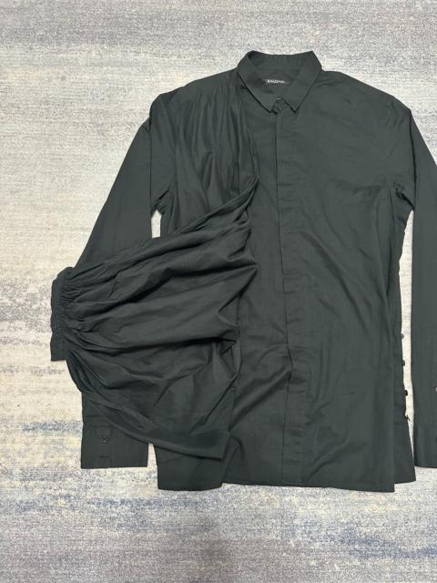 Balmain Balmain Fw1 FW17 Black Draped Hidden Placket Cotton Shirt