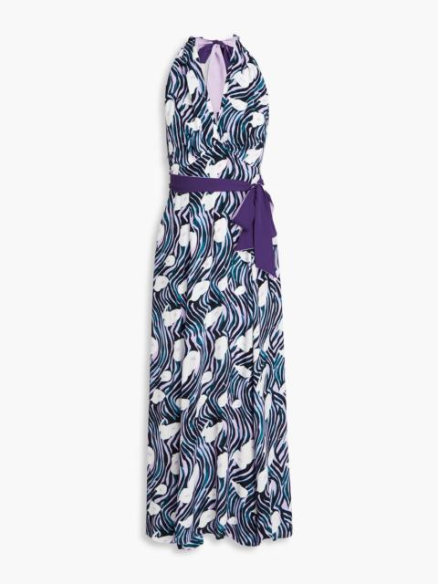 DIANE VON FURSTENBERG Mattia belted printed crepe halterneck maxi dress