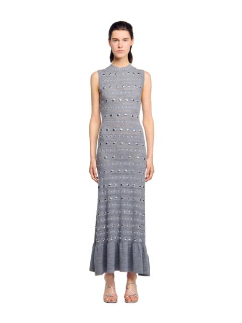 Sandro SANDRO Knit maxi dress with studs in Grey at Nordstrom