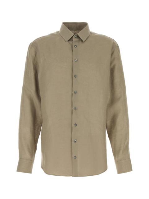 GIORGIO ARMANI Dove grey linen shirt