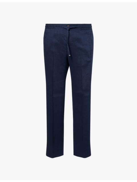 CORNELIANI Straight-Leg Drawstring Linen-Blend Trousers