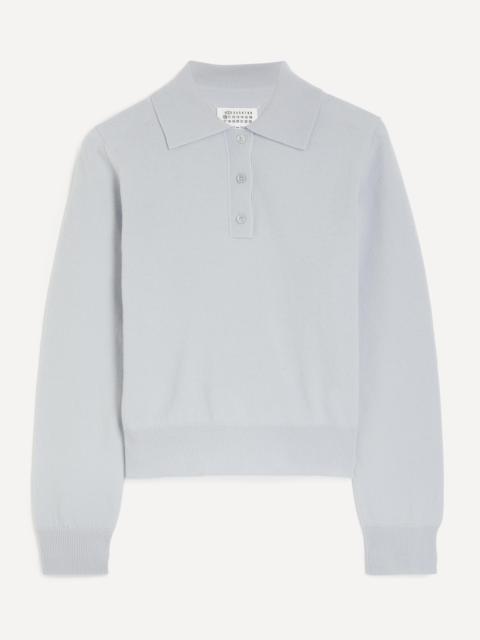 Maison Margiela Pale Blue Polo Knit Top