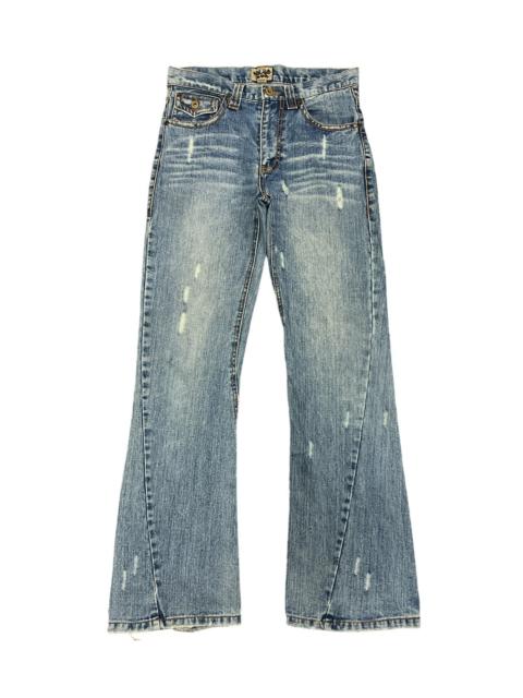 Other Designers Japanese Brand - FLARED💥THRASHED NYLAUS TWIST RIPPED DENIM PANT