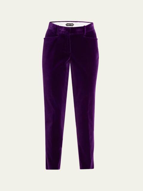TOM FORD Velvet Slim-Leg Ankle Cigarette Trousers