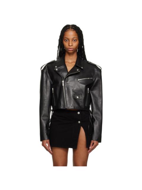 MAGDA BUTRYM Black Cropped Leather Biker Jacket