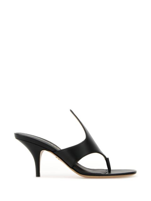 FERRAGAMO Black leather Lyrai thong mules