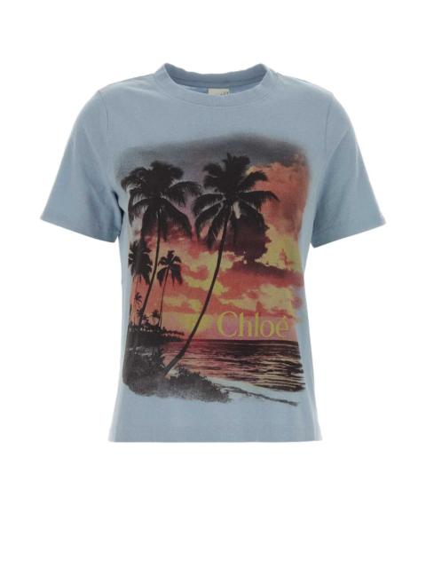 Chloé Chloe Women Light Blue Cotton T-Shirt